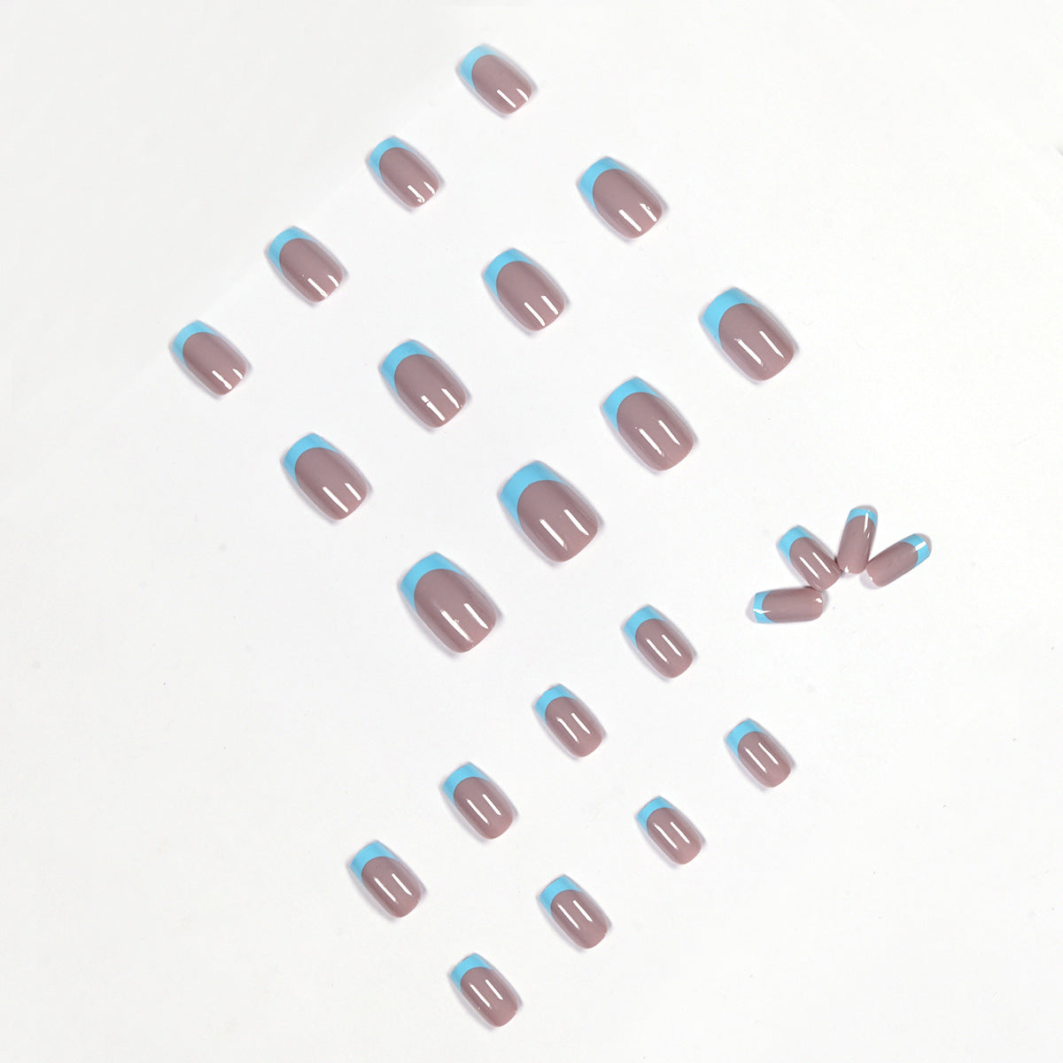 Premium Blue Grey Jelly Press on Finished Fake Nail Nail Waterproof Removable Nail 365nails – Image 3