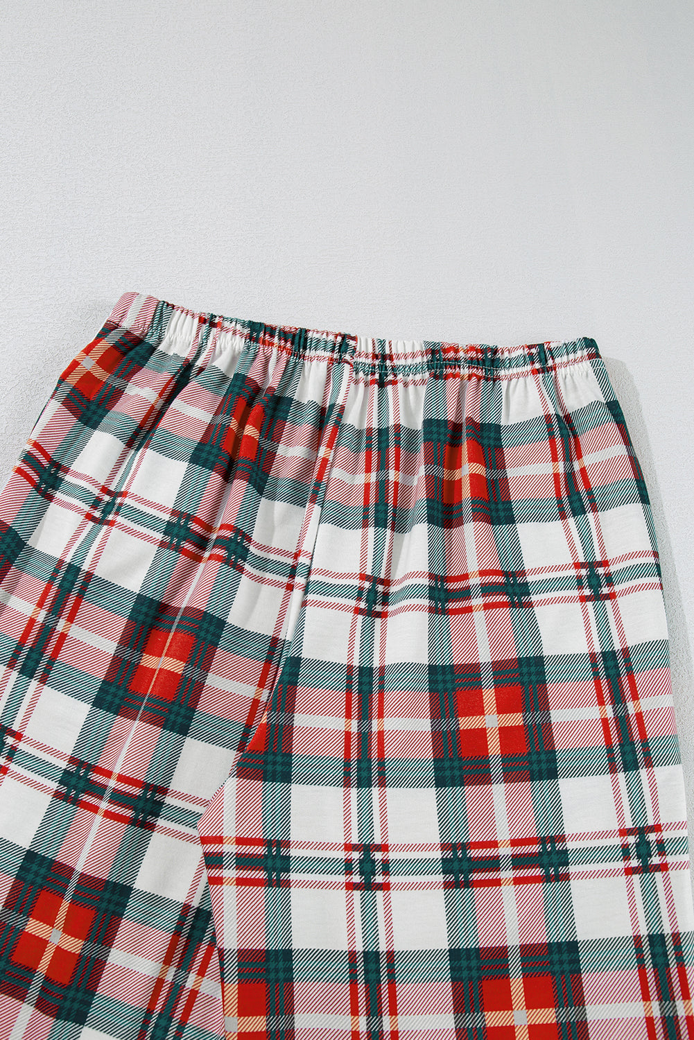 Red  Plaid Print Two Piece Long Sleeve Pajamas Set