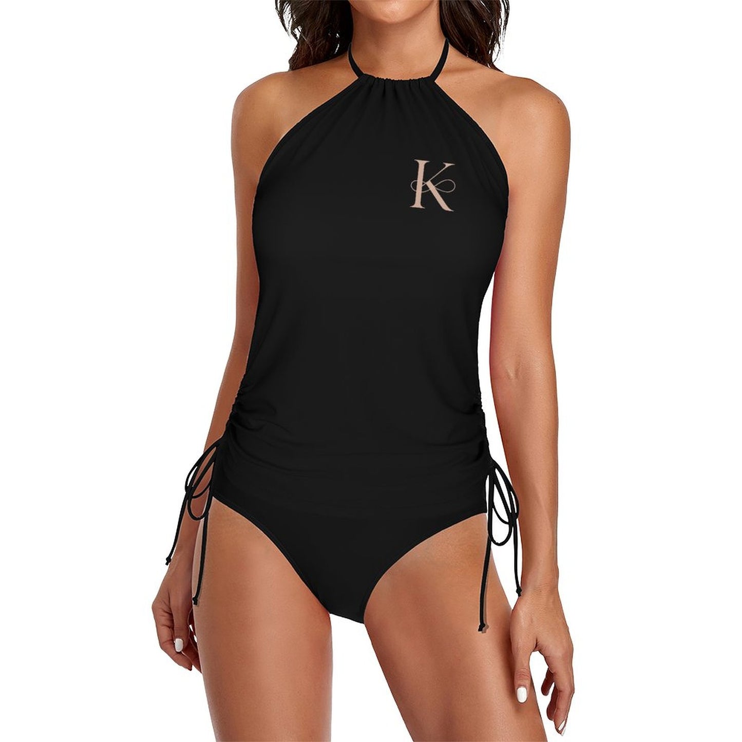 Halter High Neck 2-Piece Swimsuit Set for Women - Letter K