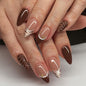 French 3D Charm Minimalist Animal Almond Medium Press On Nails – JP4548