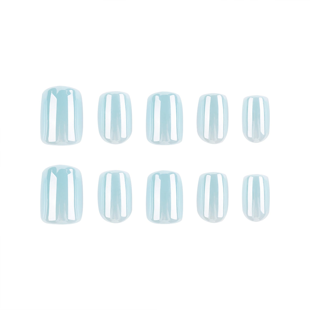 365nails: "Soft Sky Blue Short Square" – Glossy Solid Press-on Nails – Image 5