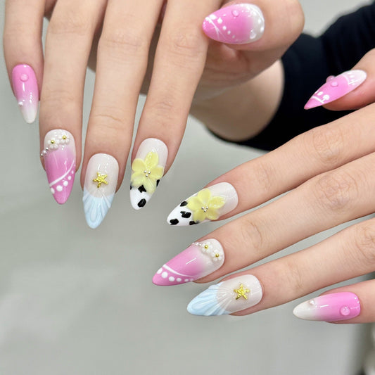 365nails: "Pastel Dreams" – 3D Floral Handmade Long Almond Nails – Image 2