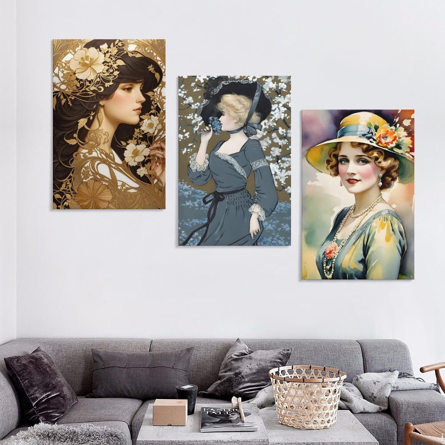 Vertical Framed Wall Art - Old Fashion Ladies