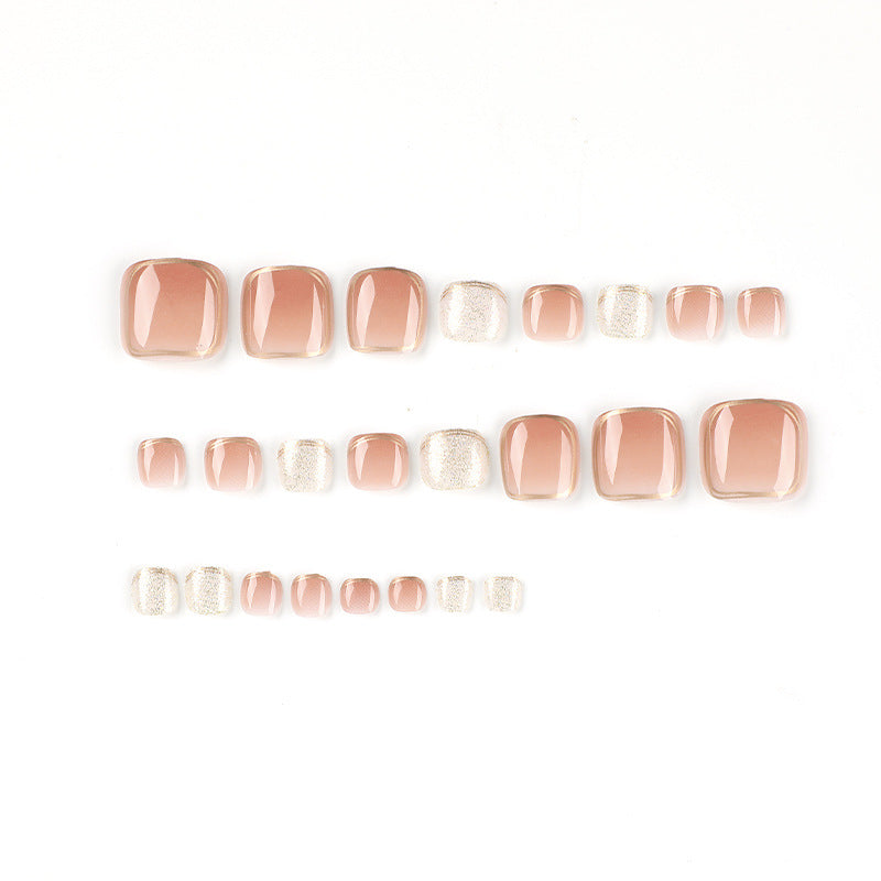 Press-on nails wholesale Nude Phnom Penh glitter foot nail piece wholesale Europe and America press on nails – Image 2