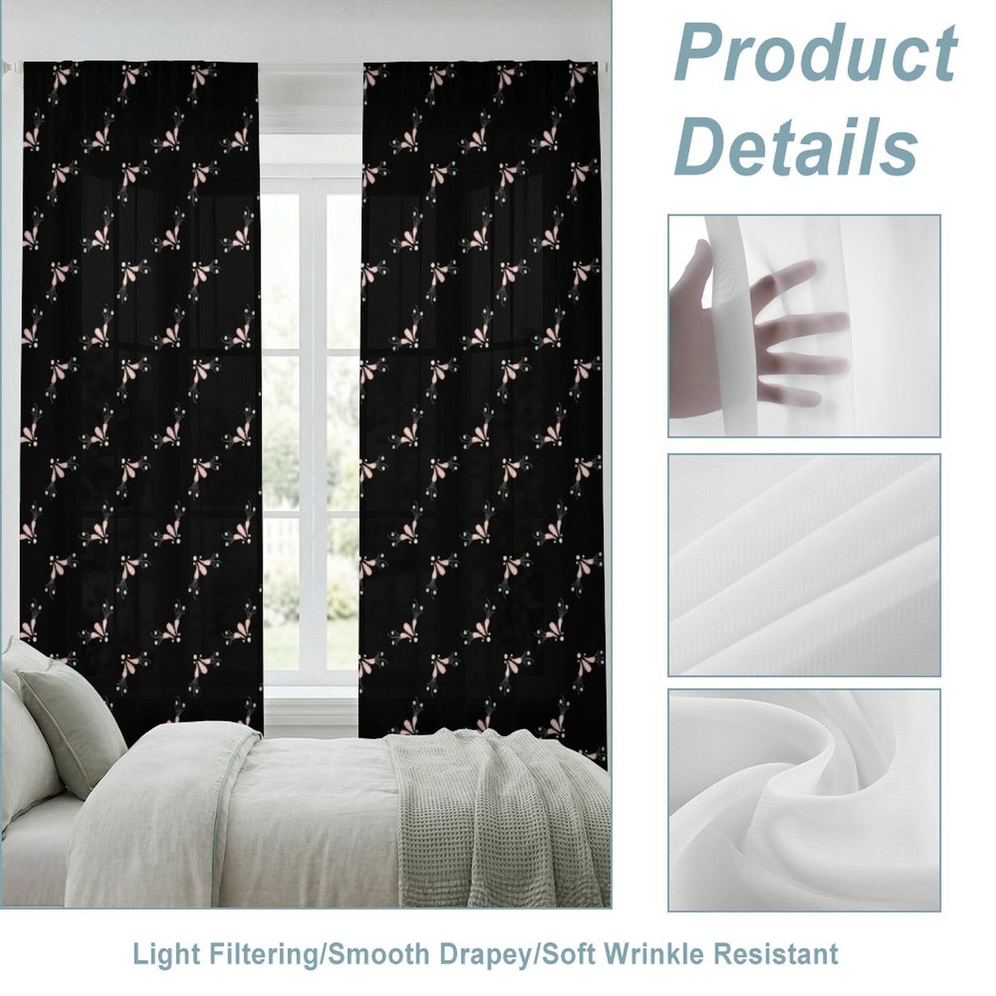 Sheer Curtain Black