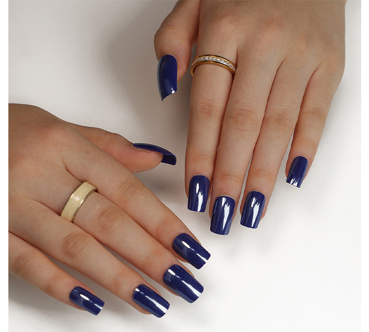 Blue press on nails manicure rectangular fake nails nails piece solid color nails piece press on nails piece nails – Image 6