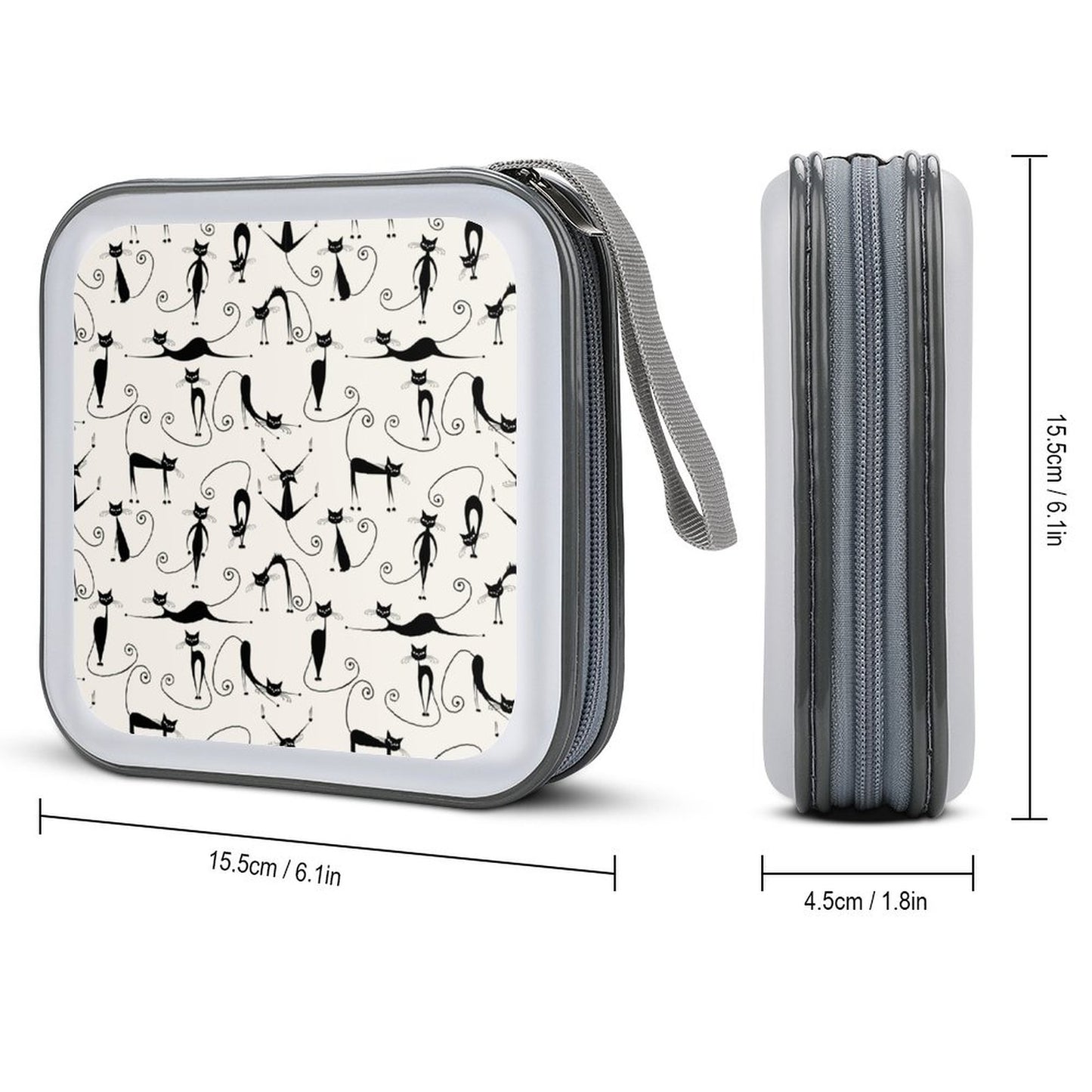 Portable Zipper Disc Storage Case for Car Home Travel - Cats