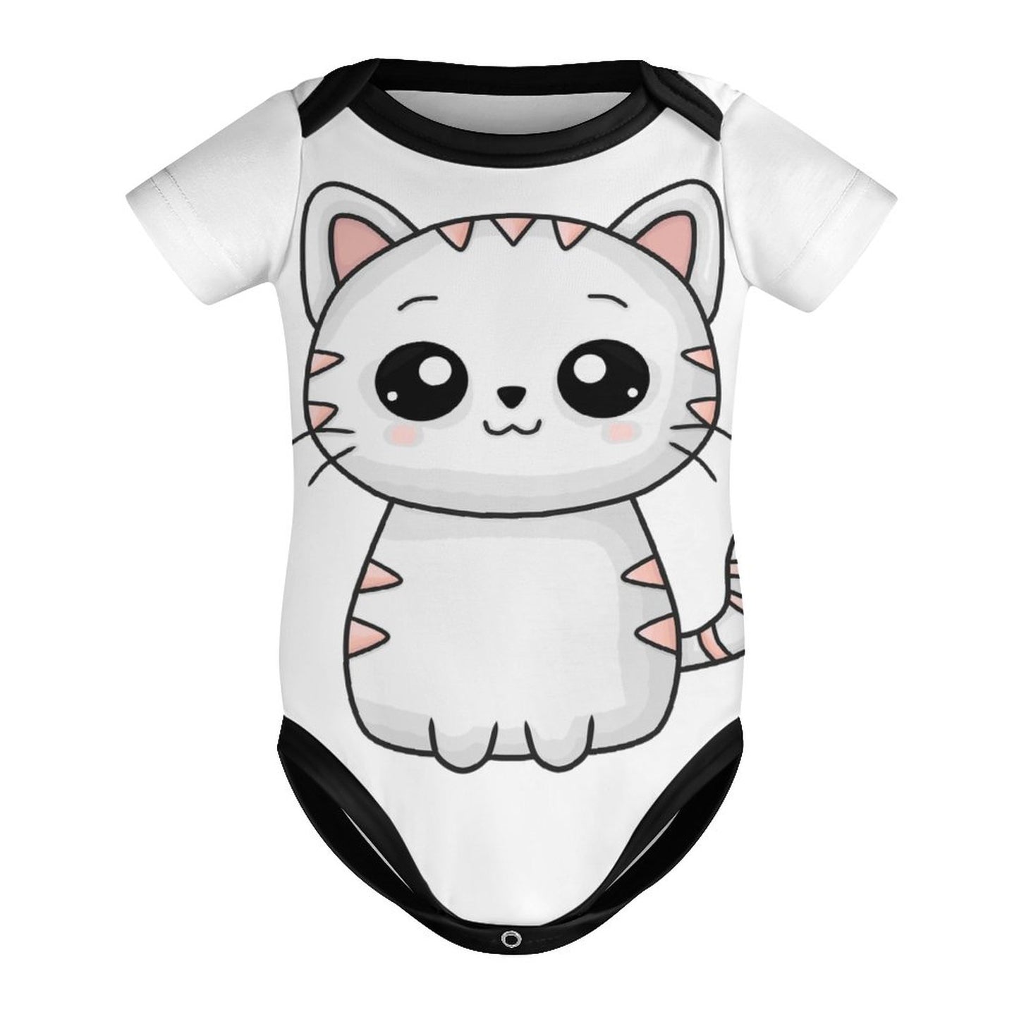 Kitty Faux Cotton Short Sleeve Baby Romper