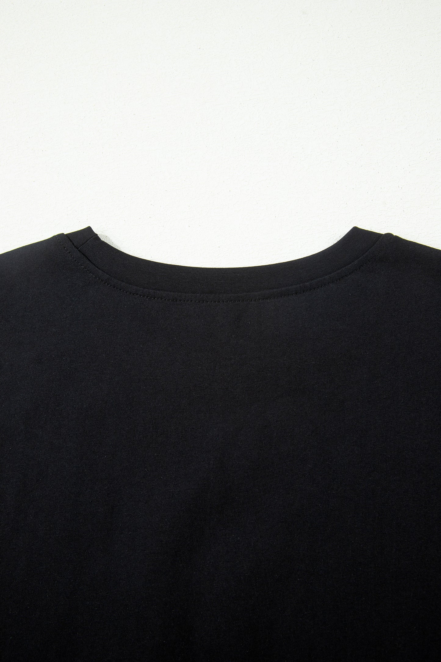 Black Leopard Bow Embroidered Cotton Round Neck T Shirt