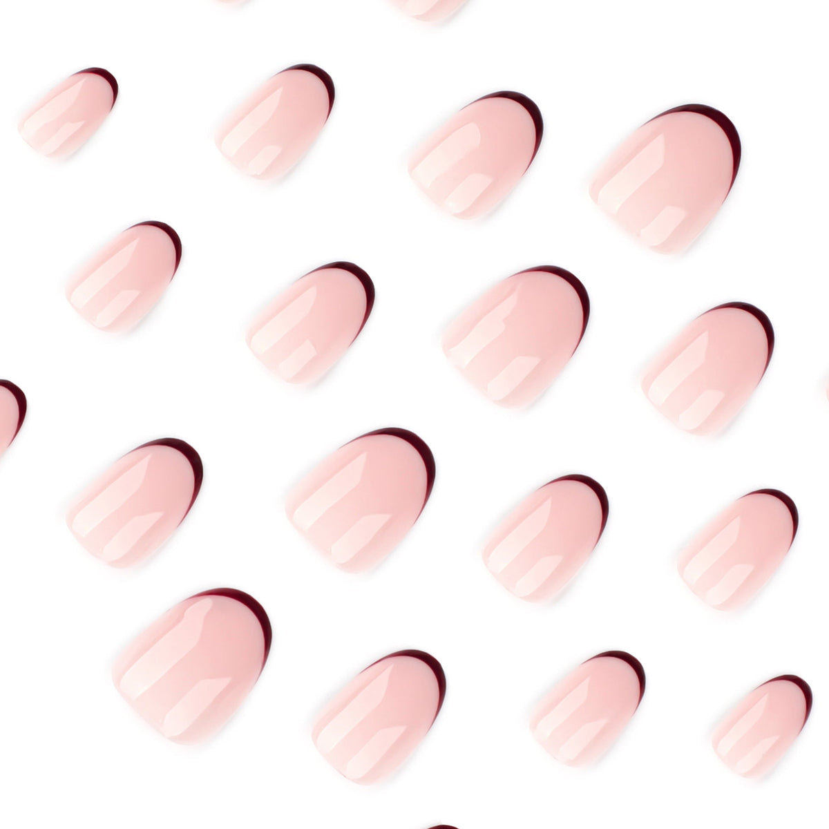 Minimal Burgundy French Tip Press On Nails – Image 3