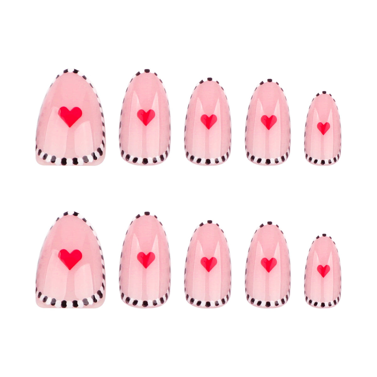 Black and white striped short wear nail simple love Valentine's Day nail art fake nails almond fake nails nail – Image 5