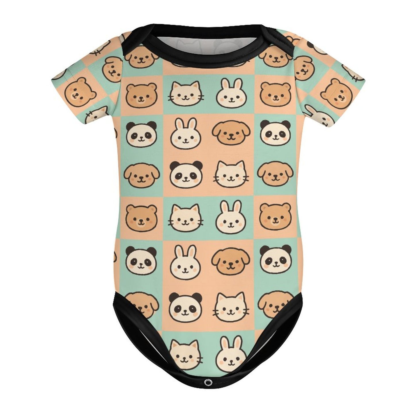 Faux Cotton Short Sleeve Baby Romper cutie animals