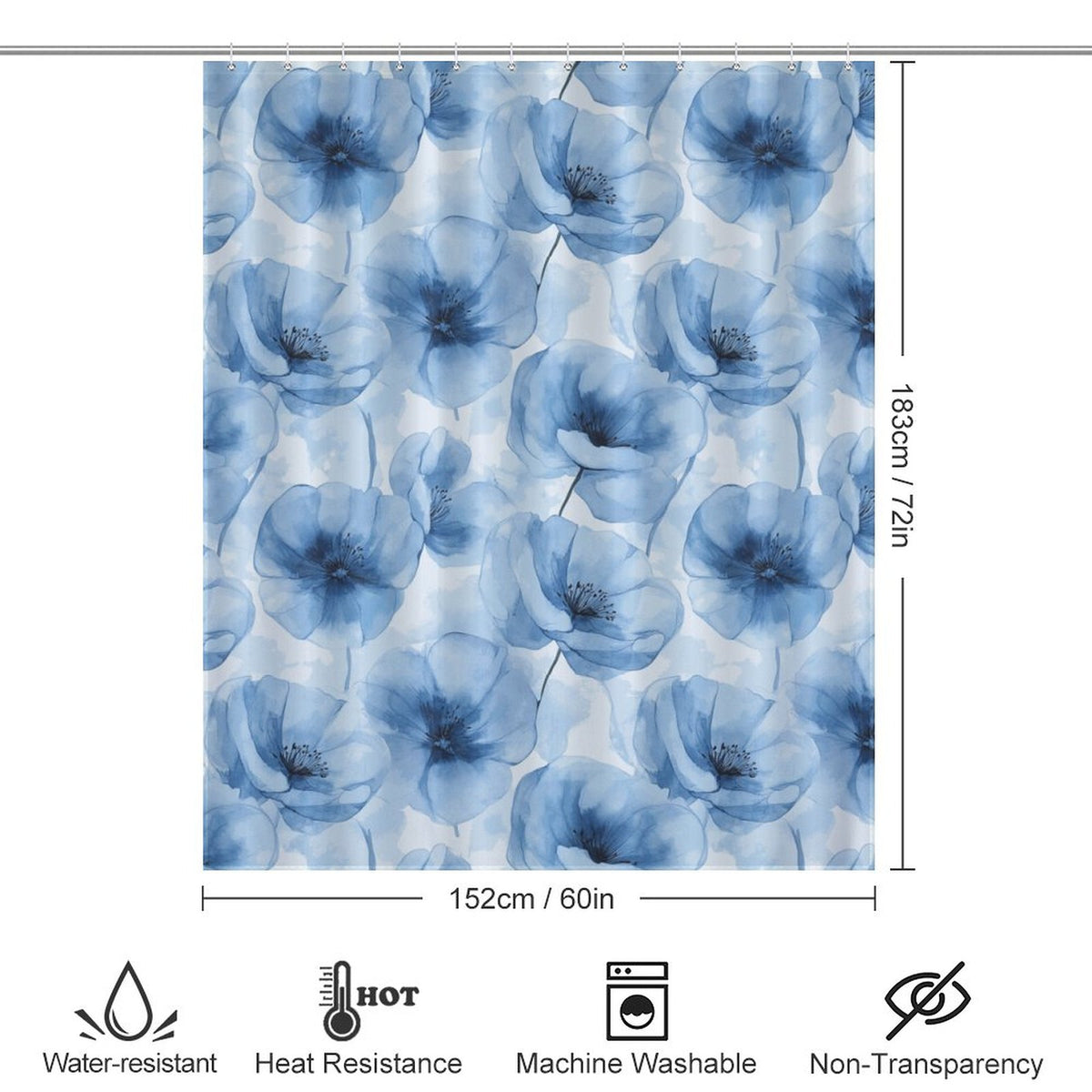 Blue flower curtain