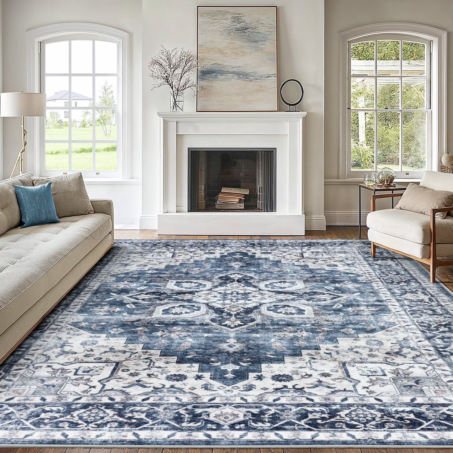 CHITOOMA 8'x10' Area Rugs for Living Room, Machine Washable Rugs Vintage Area Rug