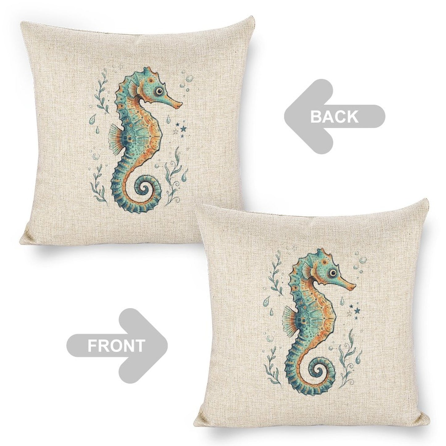 Personalized Photo Pillowcases (Pillow Excluded) (Dual-sided Printing) - Seahorse