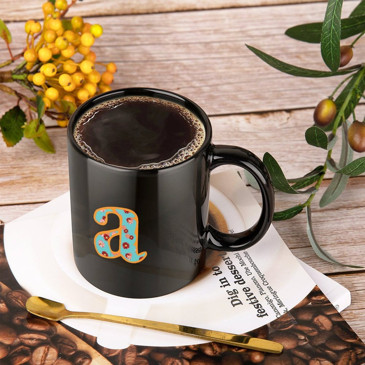 Personalized Photo Coffee Mugs with Identical Patterns - Letter A