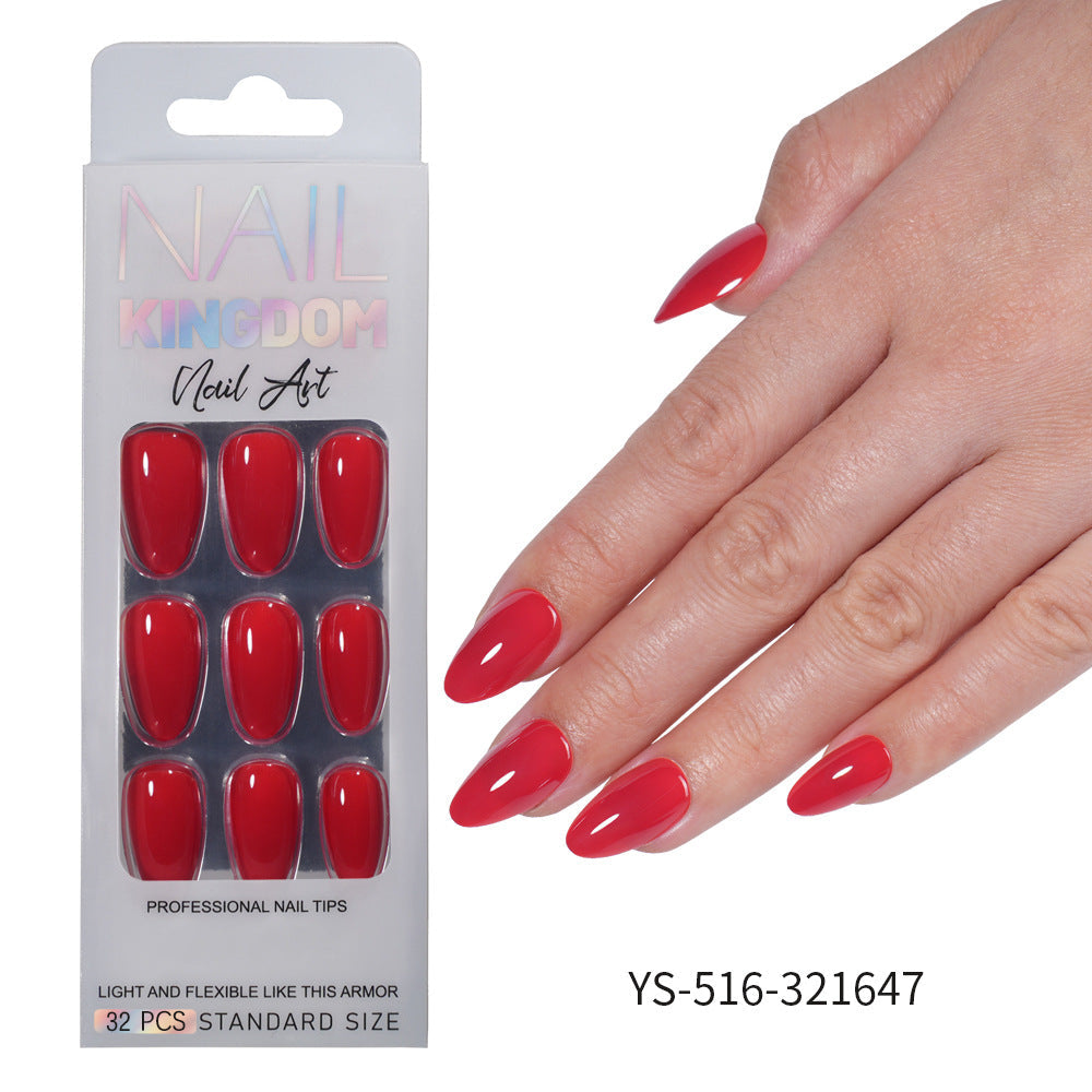 Press on nails Advanced Aurora Fine Flash Almond Short Nail Film Removable Fake Nail Prefabricated Solid Color – Image 18