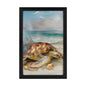 Modern Outer-Framed Vertical Canvas Art Print-Abstract Minimalist Decor - Turtle