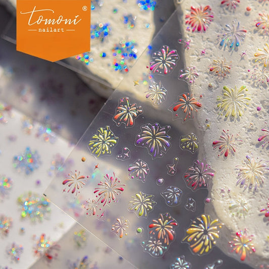 Holographic Firework Daisy – Festive Glam Nail Art Set