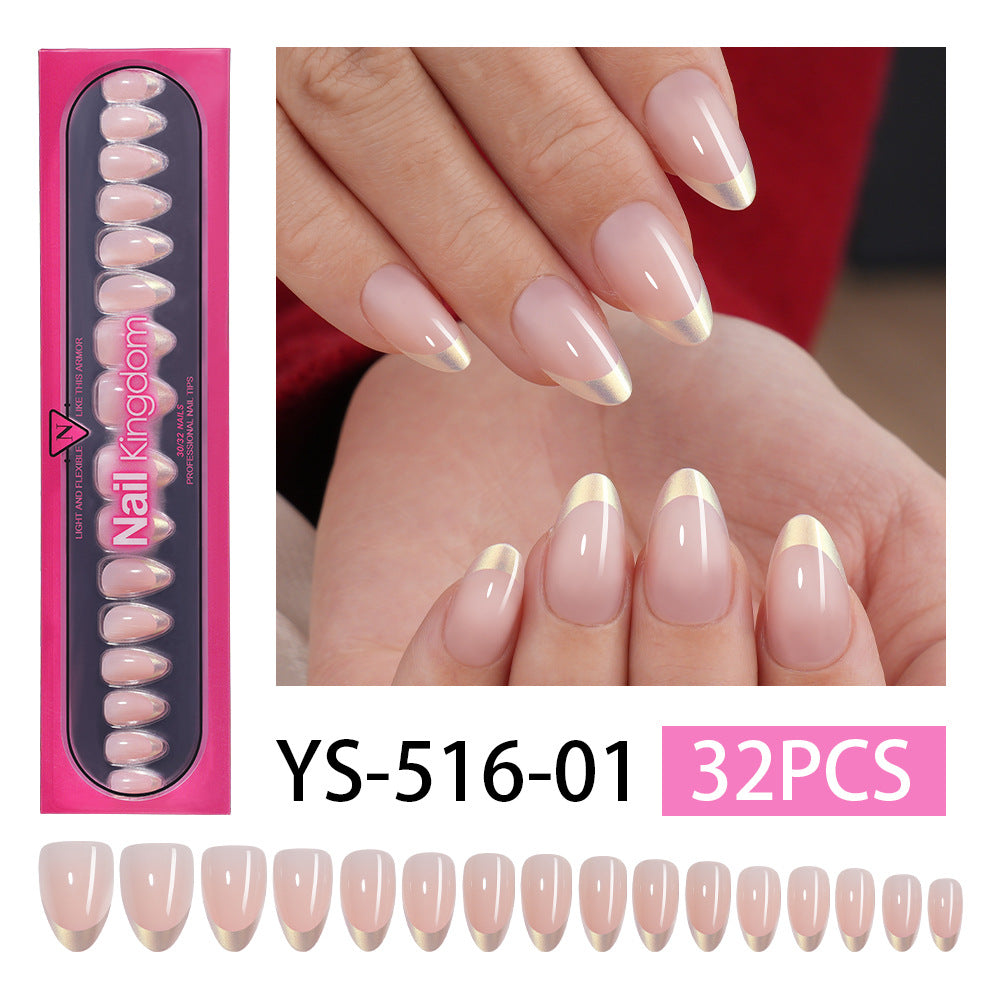 "Champagne Gold 3D Swirls" - Elegant 32Pcs Press-On Nails Set – Image 6