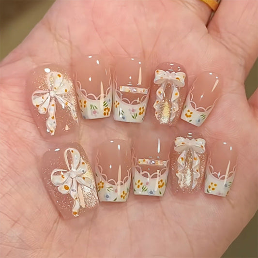 3D bow manicure short ballet wearable cat eye hot-selling wearable 365nails