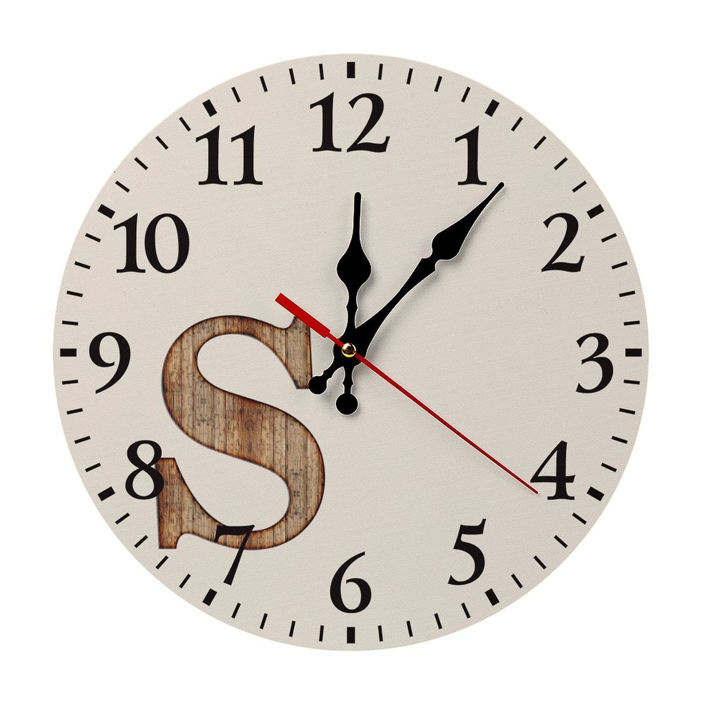 Modern Wooden Wall Clock - Wood letter S