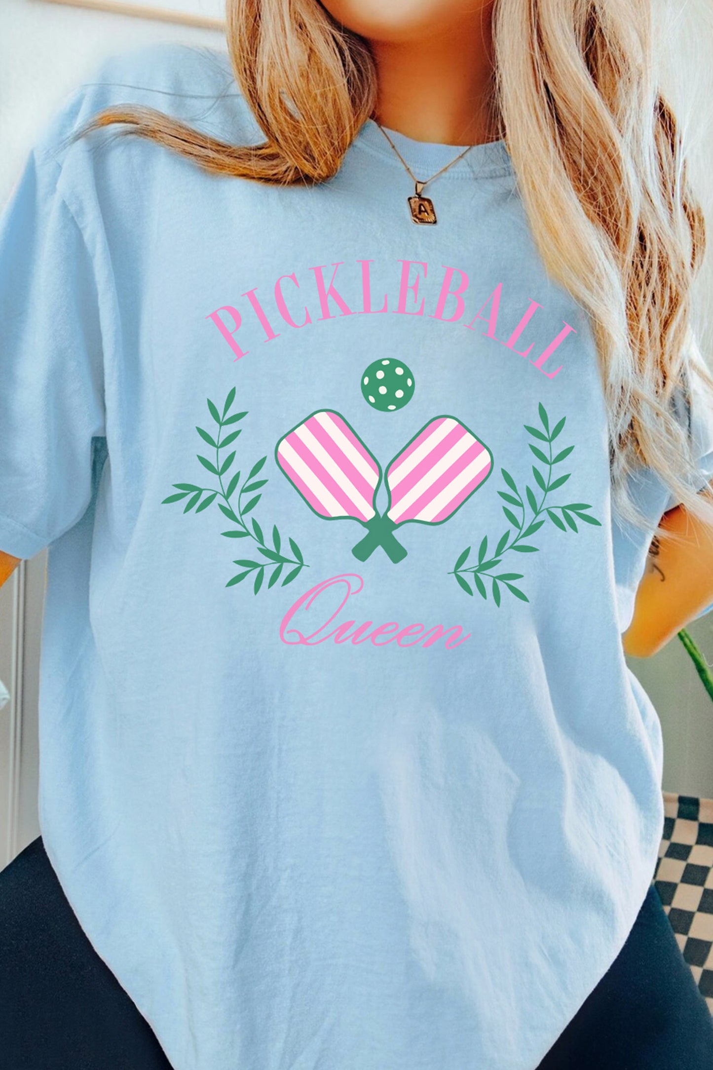 Light Blue PICKLEBALL Queen Relaxed Graphic Tee
