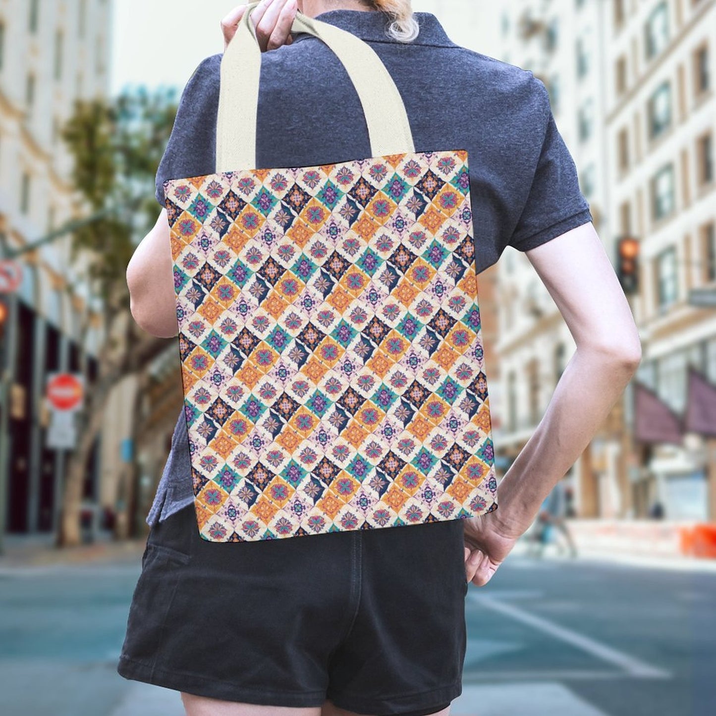 Canvas Material Tote Bags with Interior Pocket