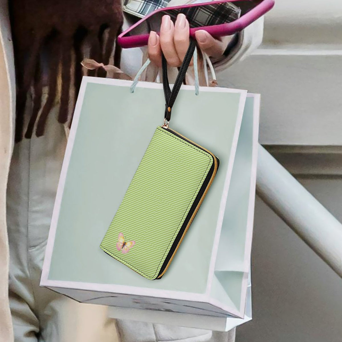 Leather Wallet with Wristlet Strap
