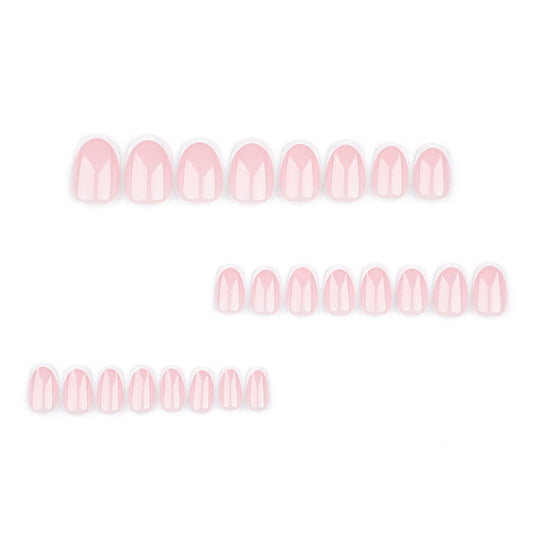 Classic French Wearable Nail Short Short Round Nail Art Naked Powder Wearable False Nails Removable Nail Products – Image 2