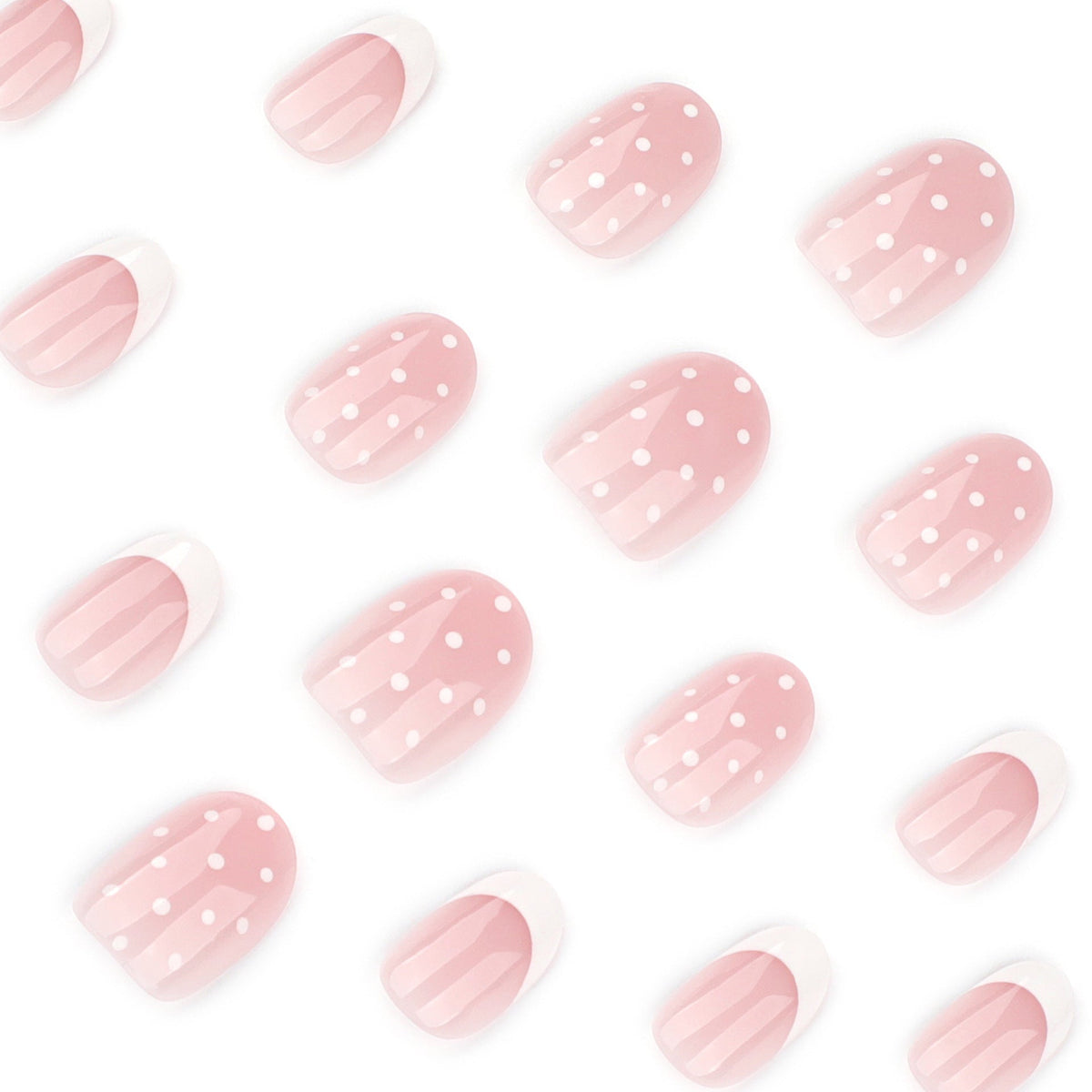 "Pink Polka Dot French" - Precision Crafted Press-On Nails – Image 3