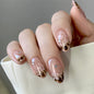 365nails: "Leopard Hibiscus Almond" – Floral & Rhinestone Accent Press-on Nails