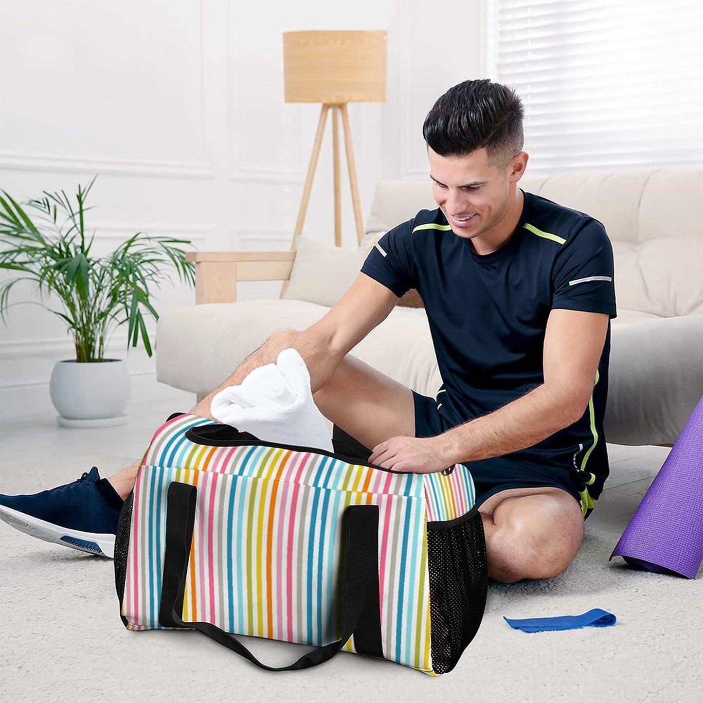 Travel Duffel Bag  - Rainbow striped