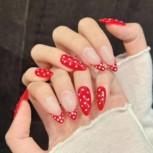 Red Polka Dot Cute Retro Press On Nails – Image 2