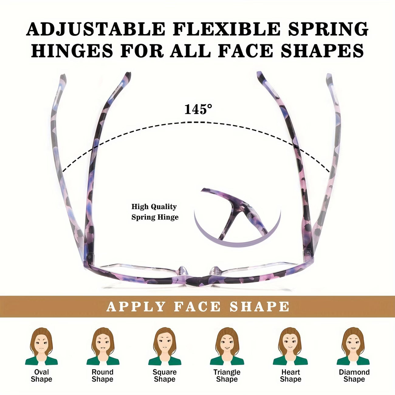 5 Pairs Of Women's Reading Glasses, Blue Light Shielded Computer Reading Glasses with Adjustable Spring Hinges, Slim Frame