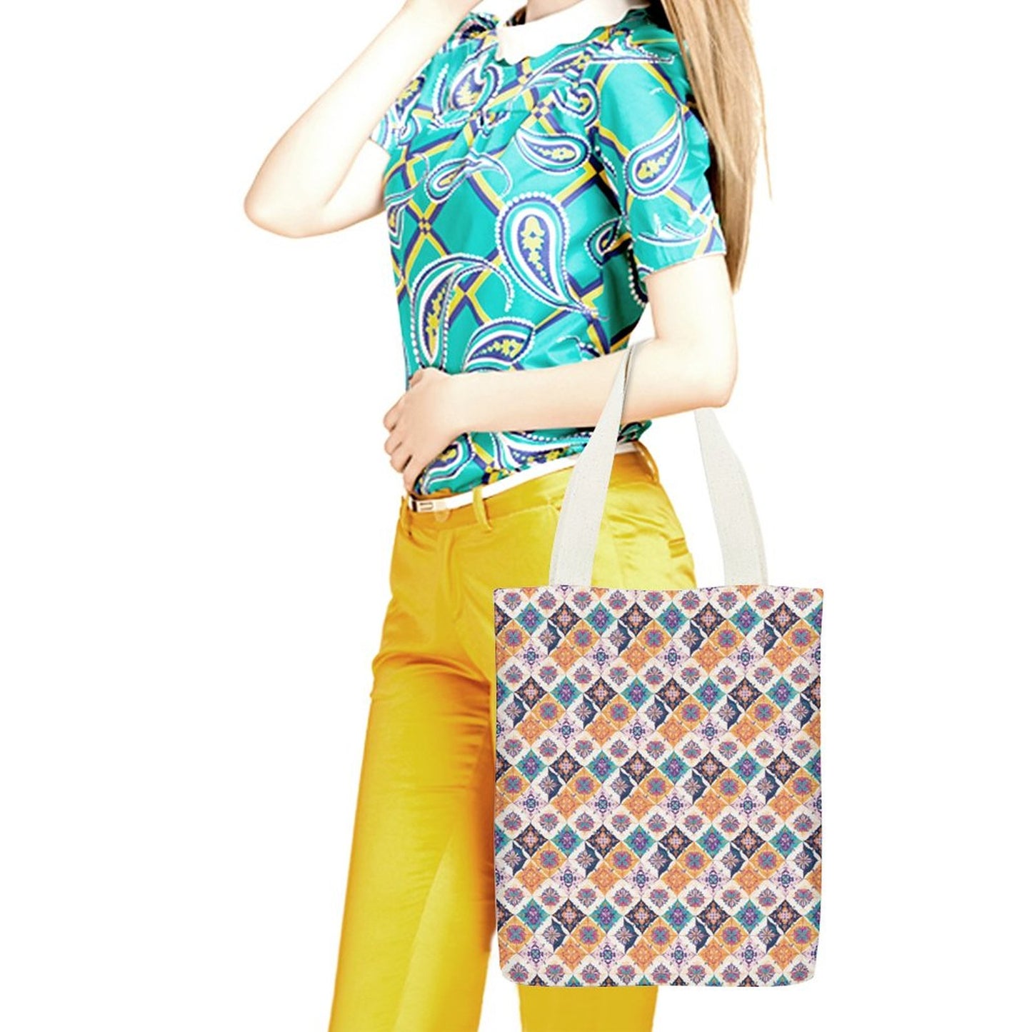 Canvas Material Tote Bags with Interior Pocket