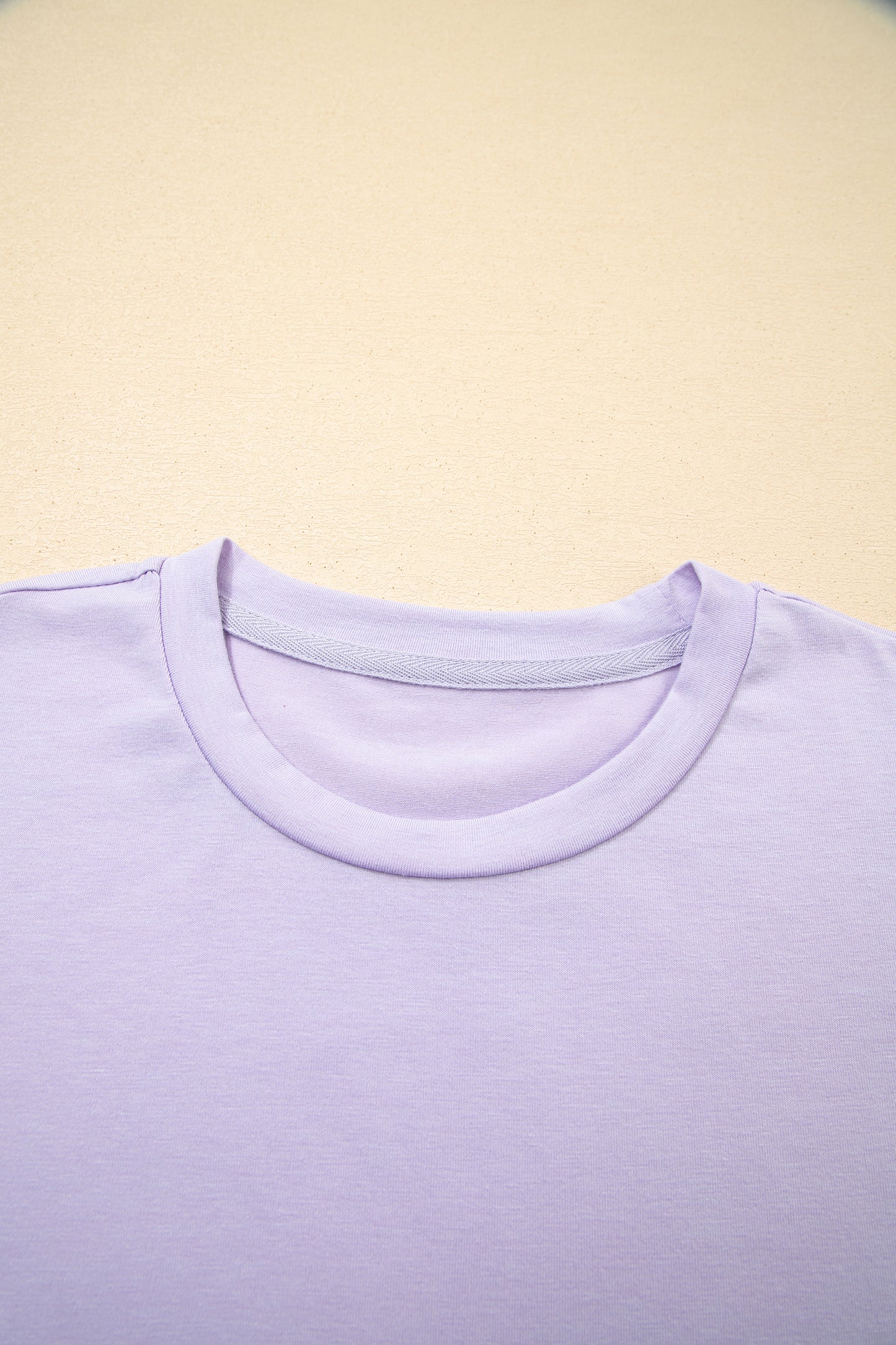 Orchid Petal Casual Plain Crew Neck Tee