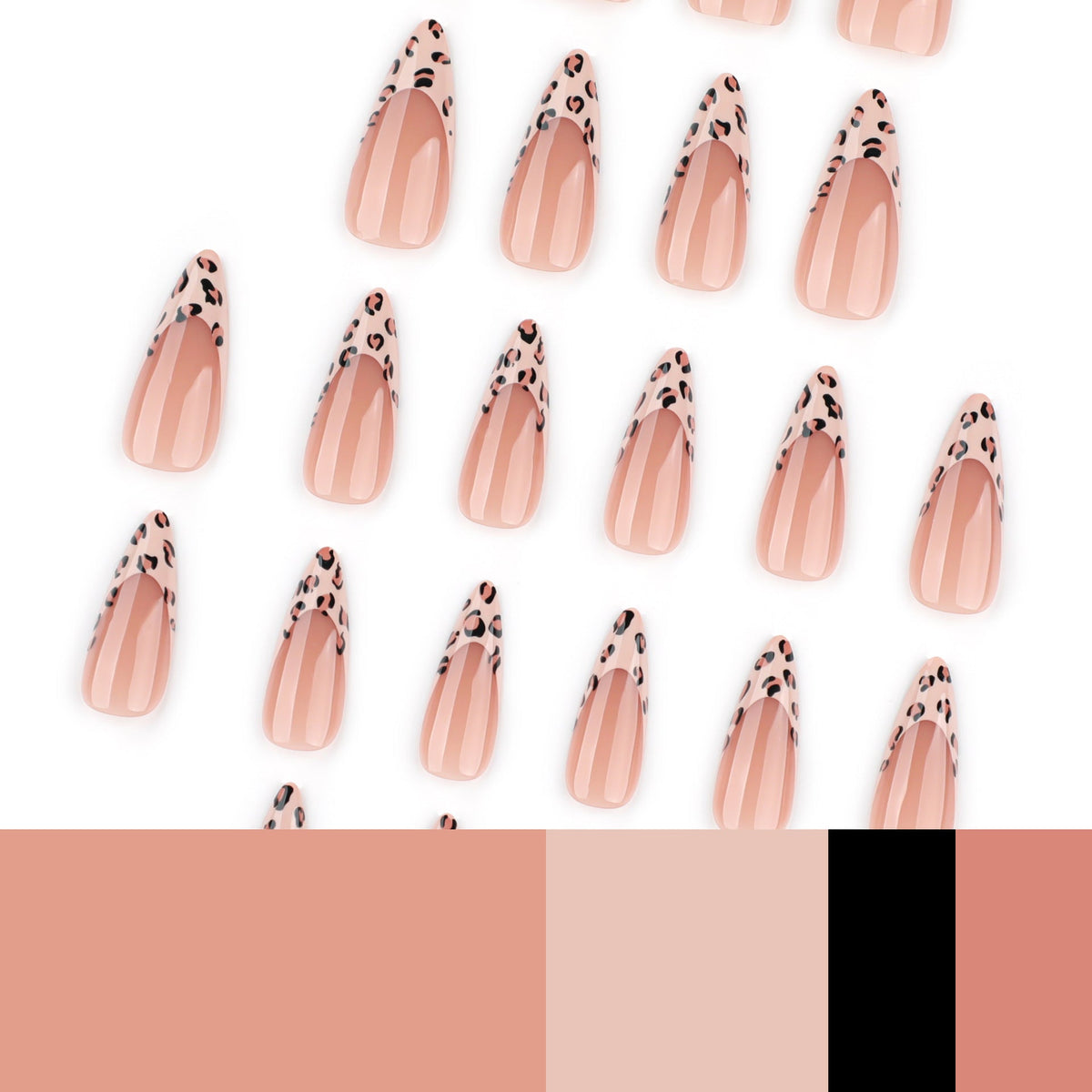 Almond French Leopard press-on nails – Image 4