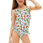 Girls Ruffle Trim One Piece Swimwear