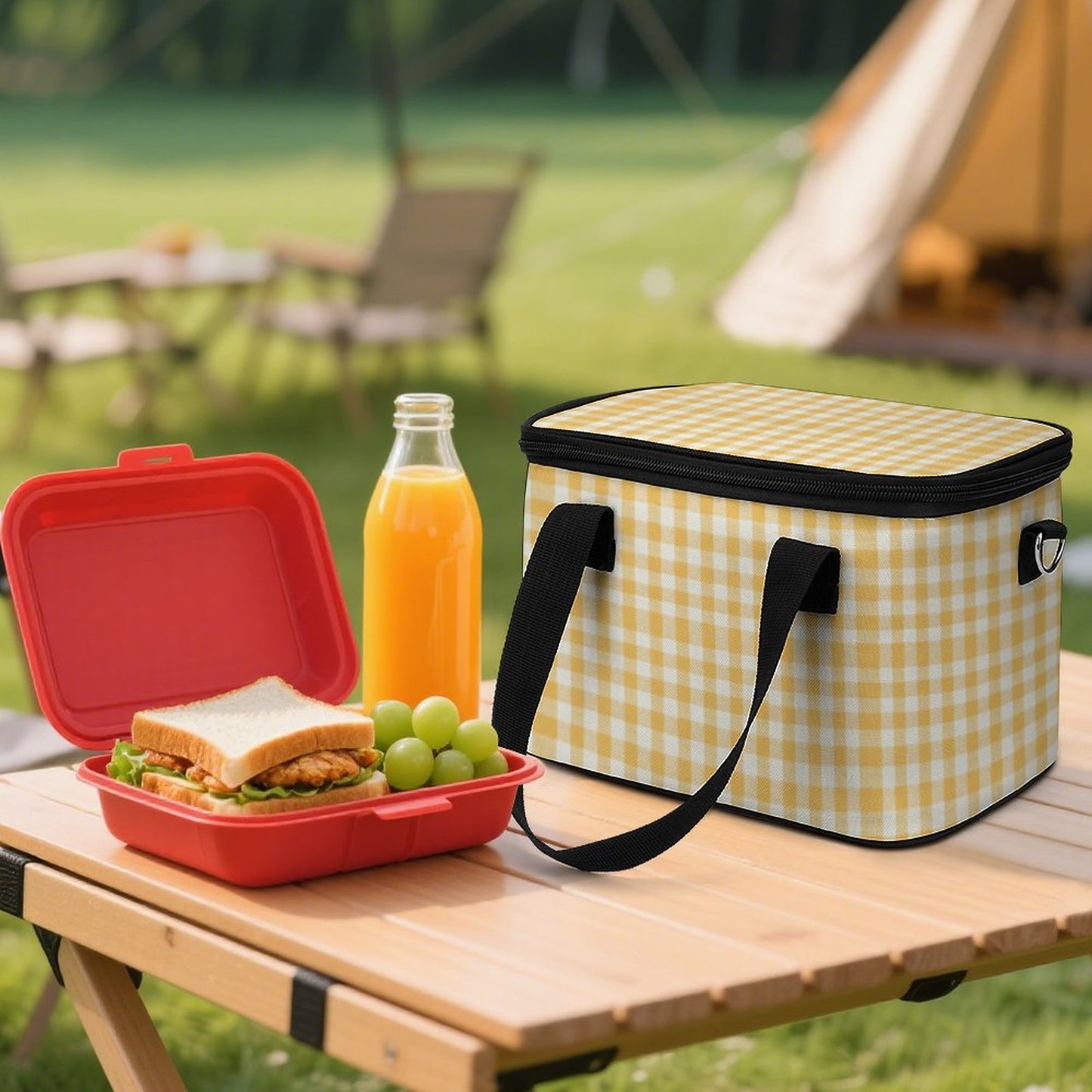 Portable Cooler / lunch Bag yellow and white
