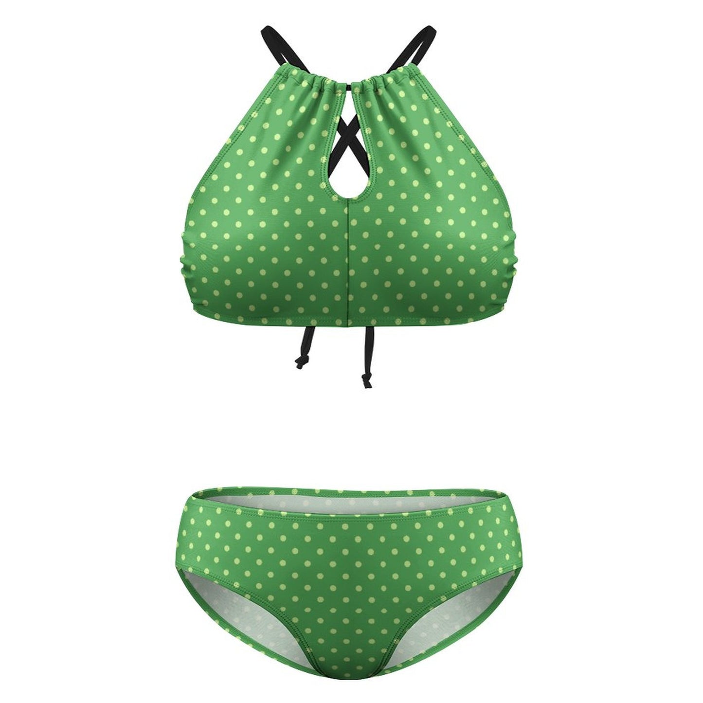Plus Size Women's Two piece Swimsuit with High Neck Halter Top