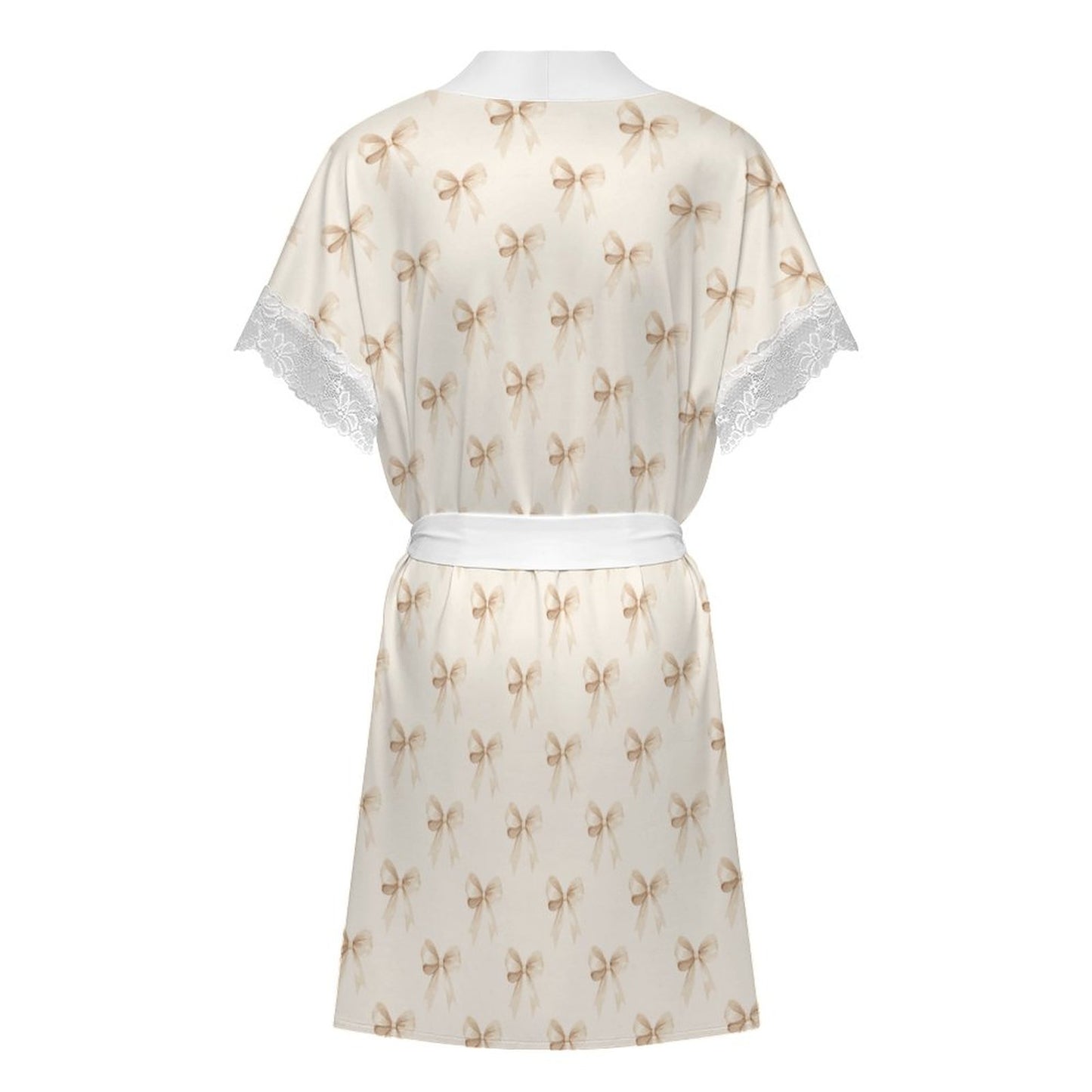 Lace Trimmed Short-Sleeve Nightgown Ribbons