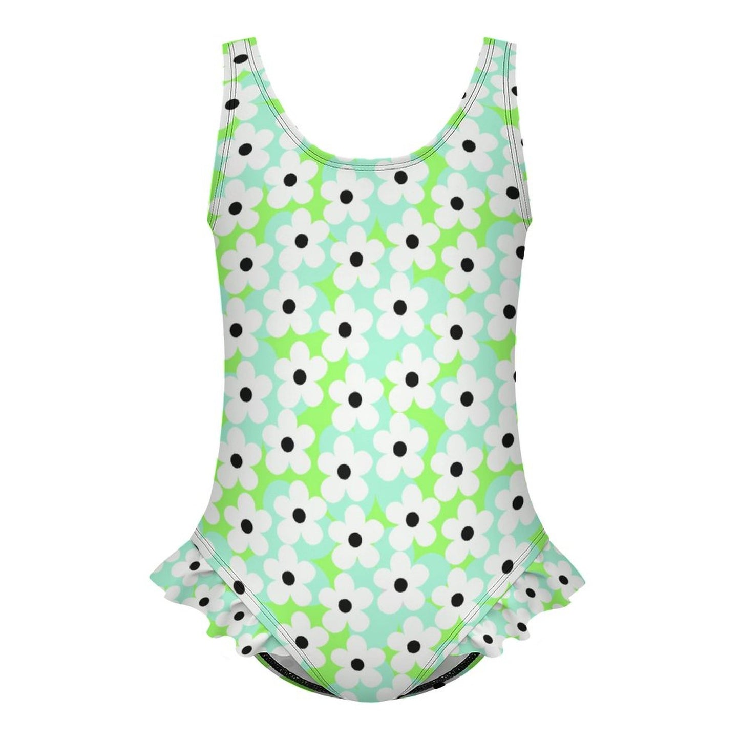 Girls Ruffle Trim One Piece Swimwear