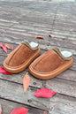 Chestnut Contrast Edge Suede Plush Lined Thick Sole Winter Slippers