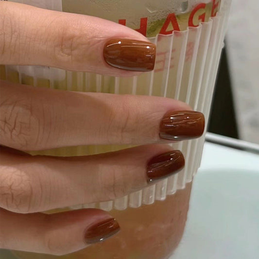 Red short square manicure classic solid color 365nails – Image 2