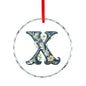 Glass Circular Ornament Pendant - Letter X