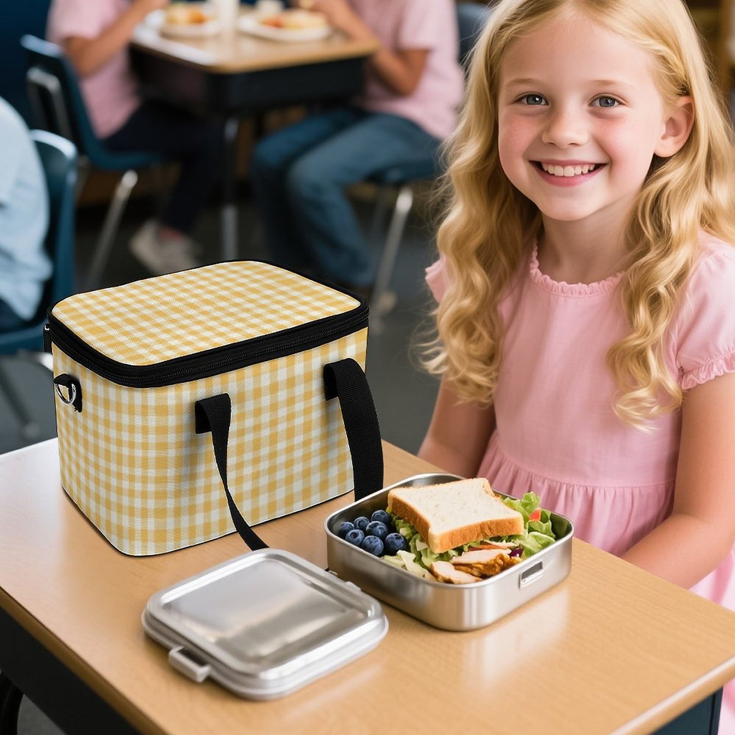 Portable Cooler / lunch Bag yellow and white