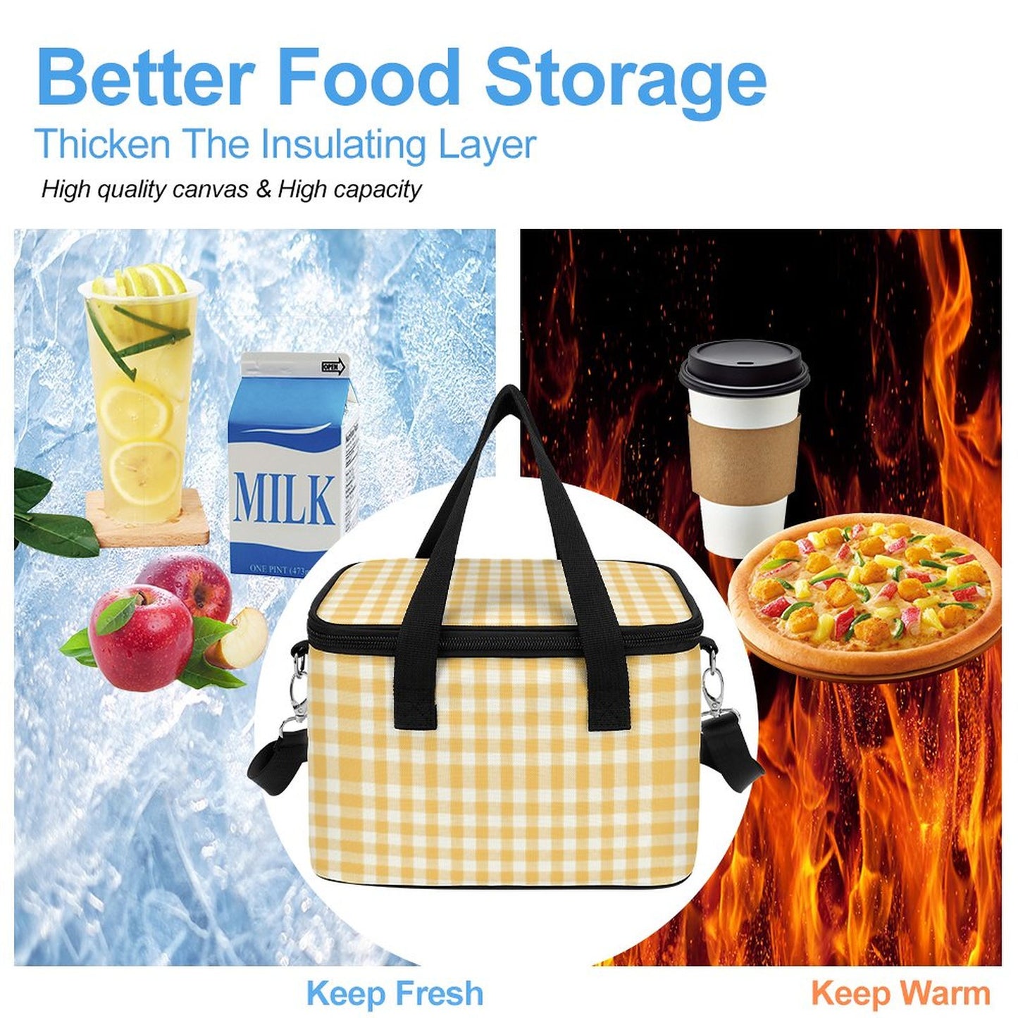Portable Cooler / lunch Bag yellow and white