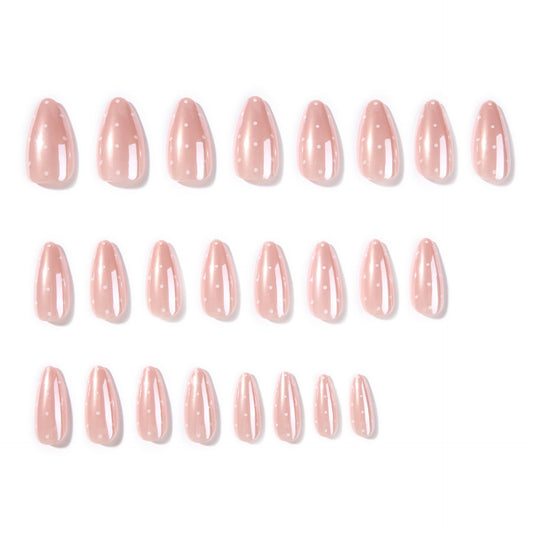 365nails: "Pink Polka Dot Almond" – Natural Press-on Nails – Image 2