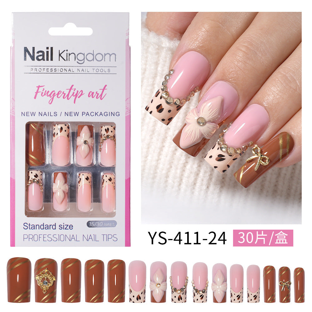 Press on nails advanced sense belt drill three-dimensional detachable nail art Spice girl fake nail press on – Image 19